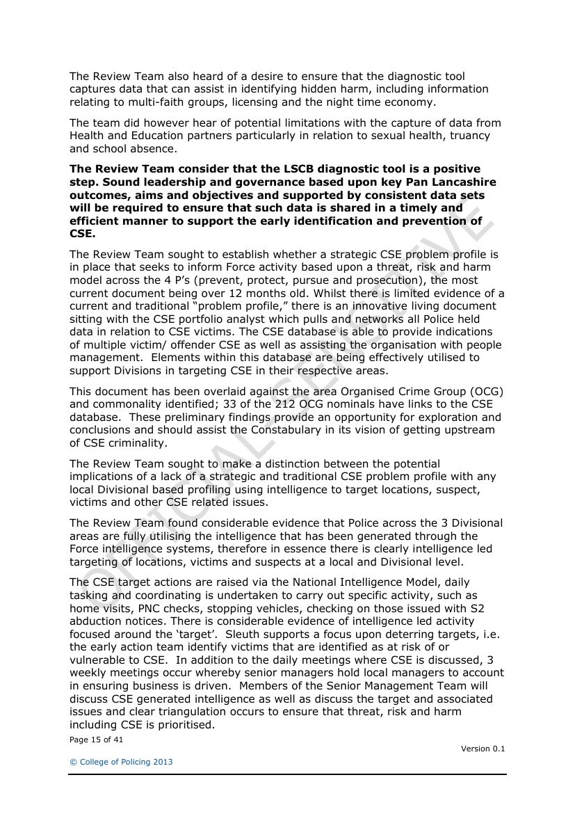 Lancashire Police — Sexual Exploitation Review — page 15