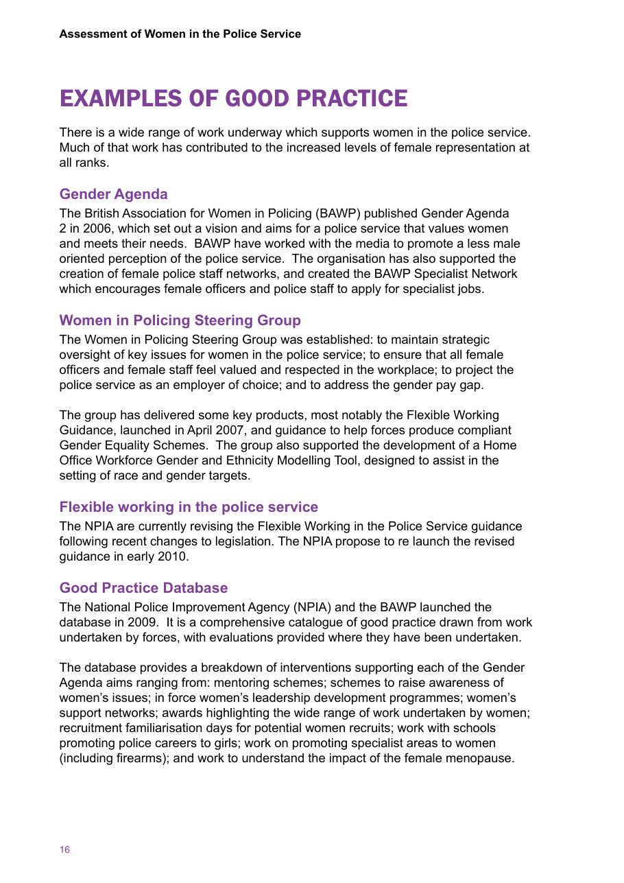 Assessment of Women in the Police Service — page 18