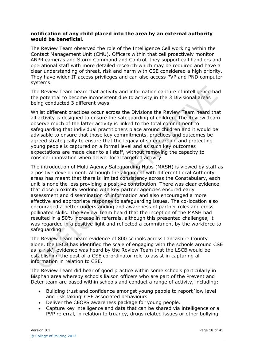 Lancashire Police — Sexual Exploitation Review — page 18