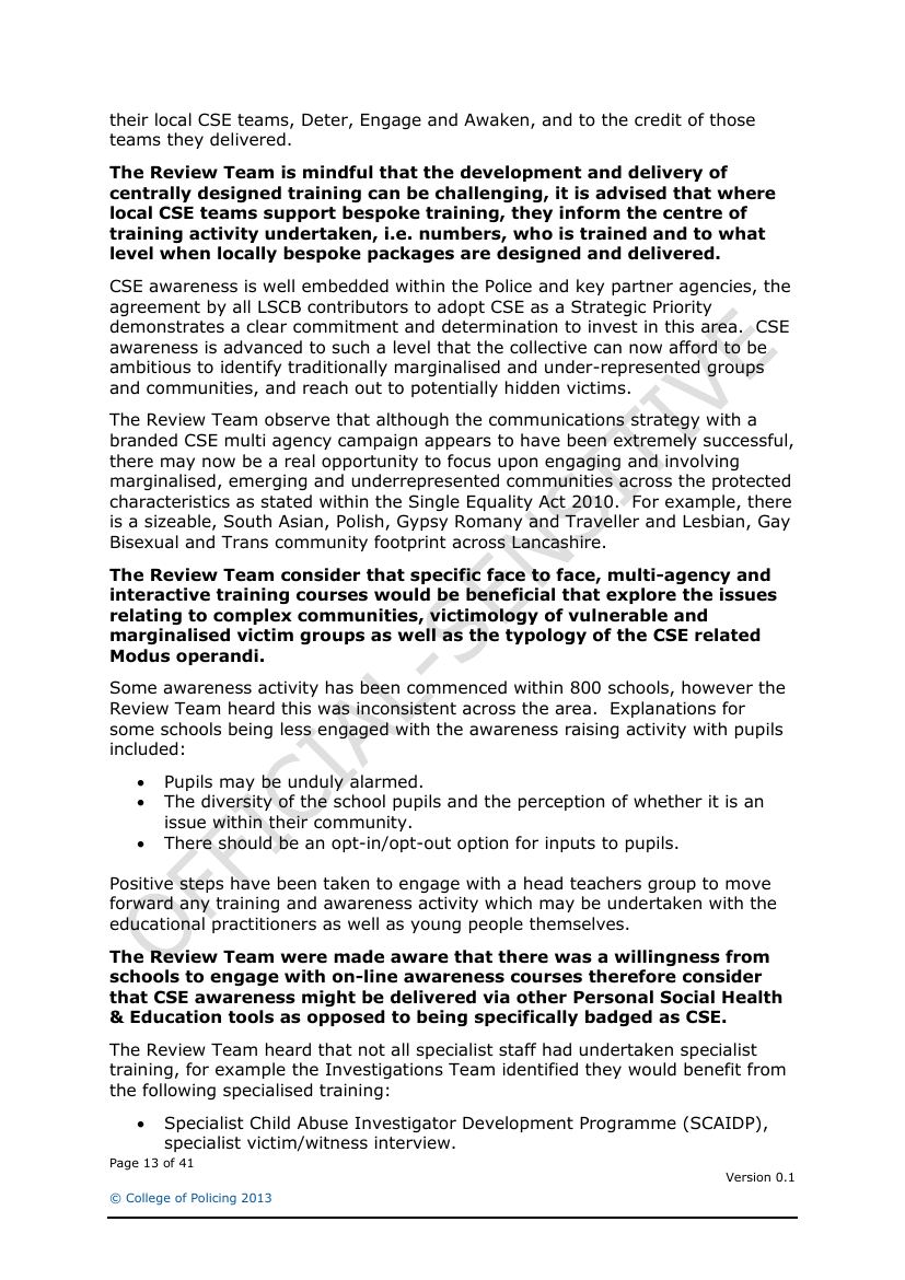 Lancashire Police — Sexual Exploitation Review — page 13