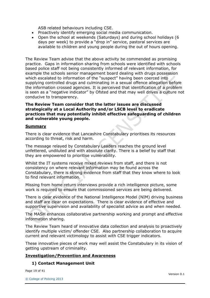 Lancashire Police — Sexual Exploitation Review — page 19