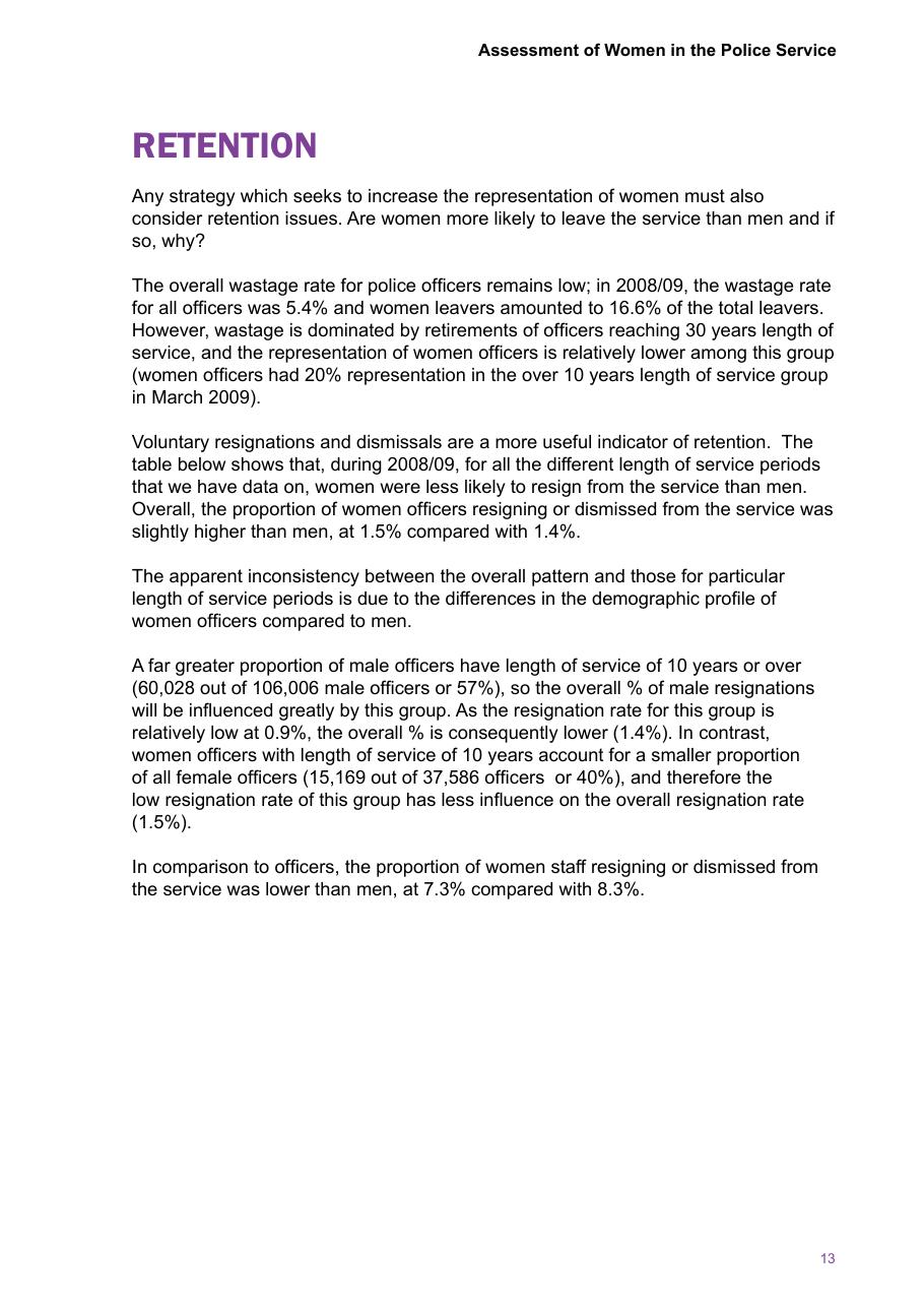 Assessment of Women in the Police Service — page 15