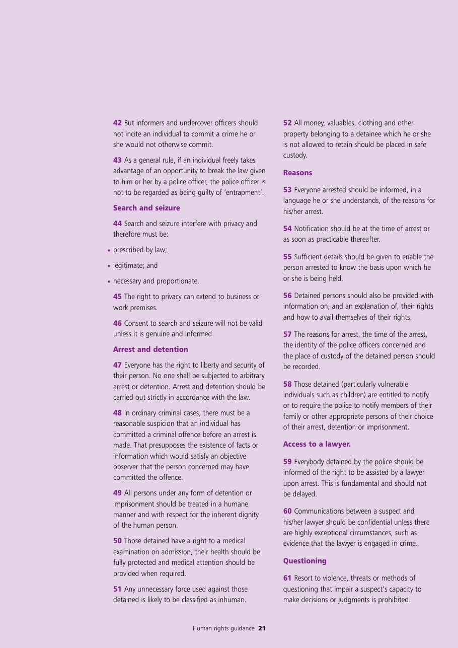 Human Rights Guidance for Police Authorities — page 21