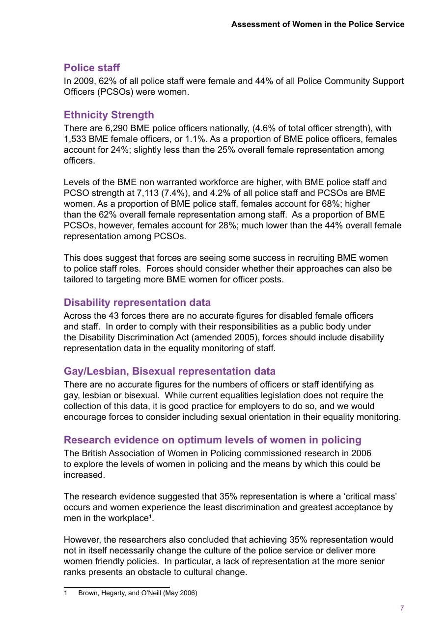Assessment of Women in the Police Service — page 9