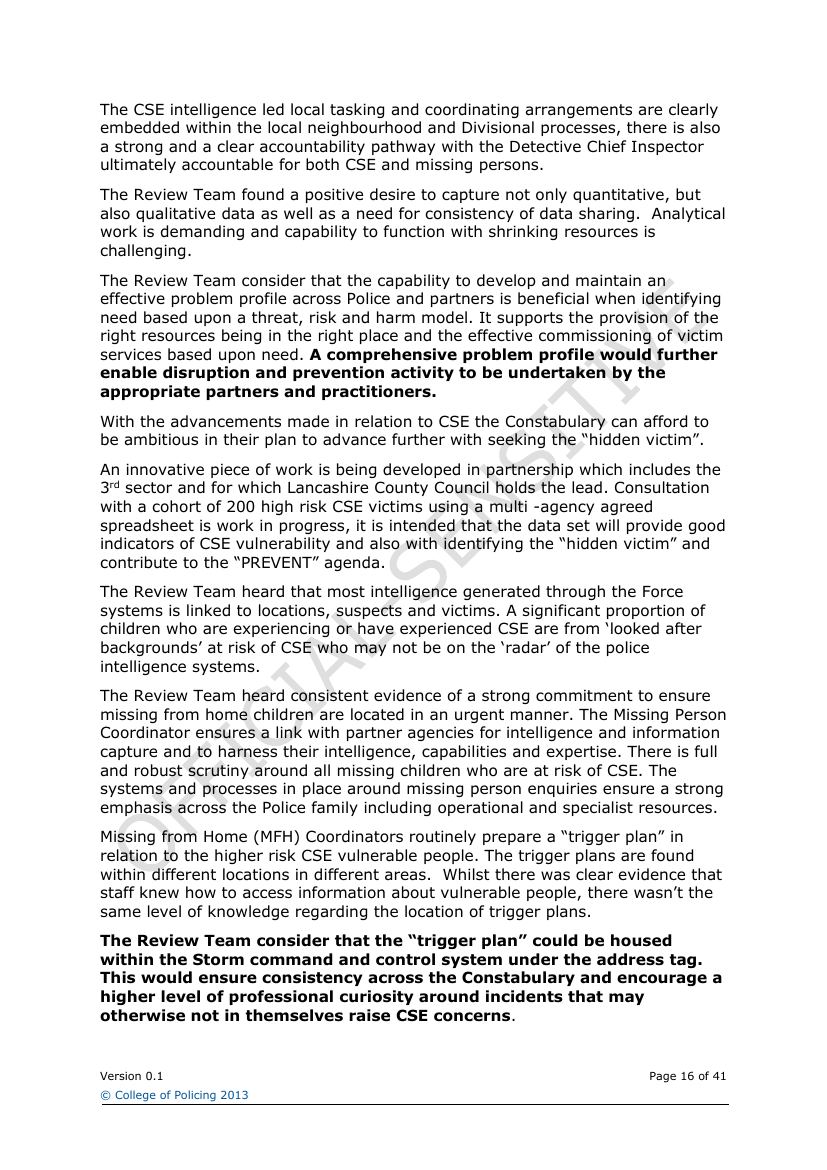 Lancashire Police — Sexual Exploitation Review — page 16