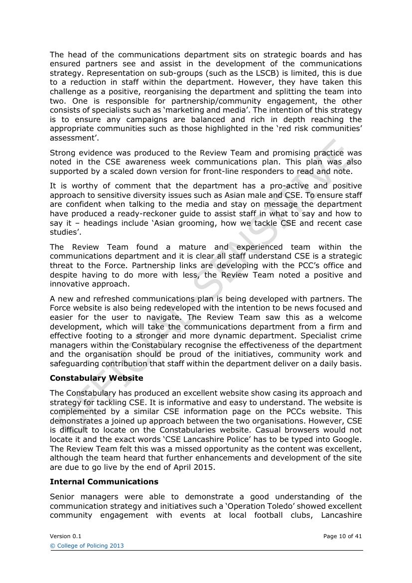 Lancashire Police — Sexual Exploitation Review — page 10