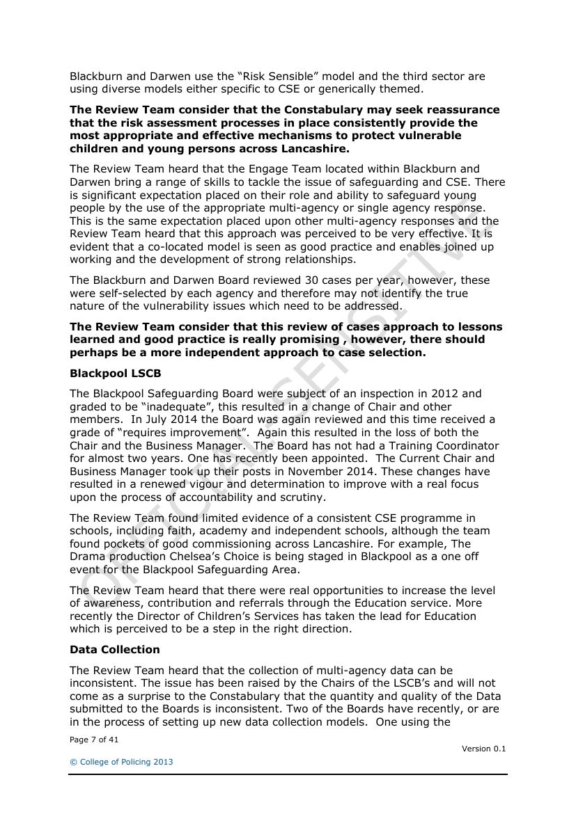 Lancashire Police — Sexual Exploitation Review — page 7