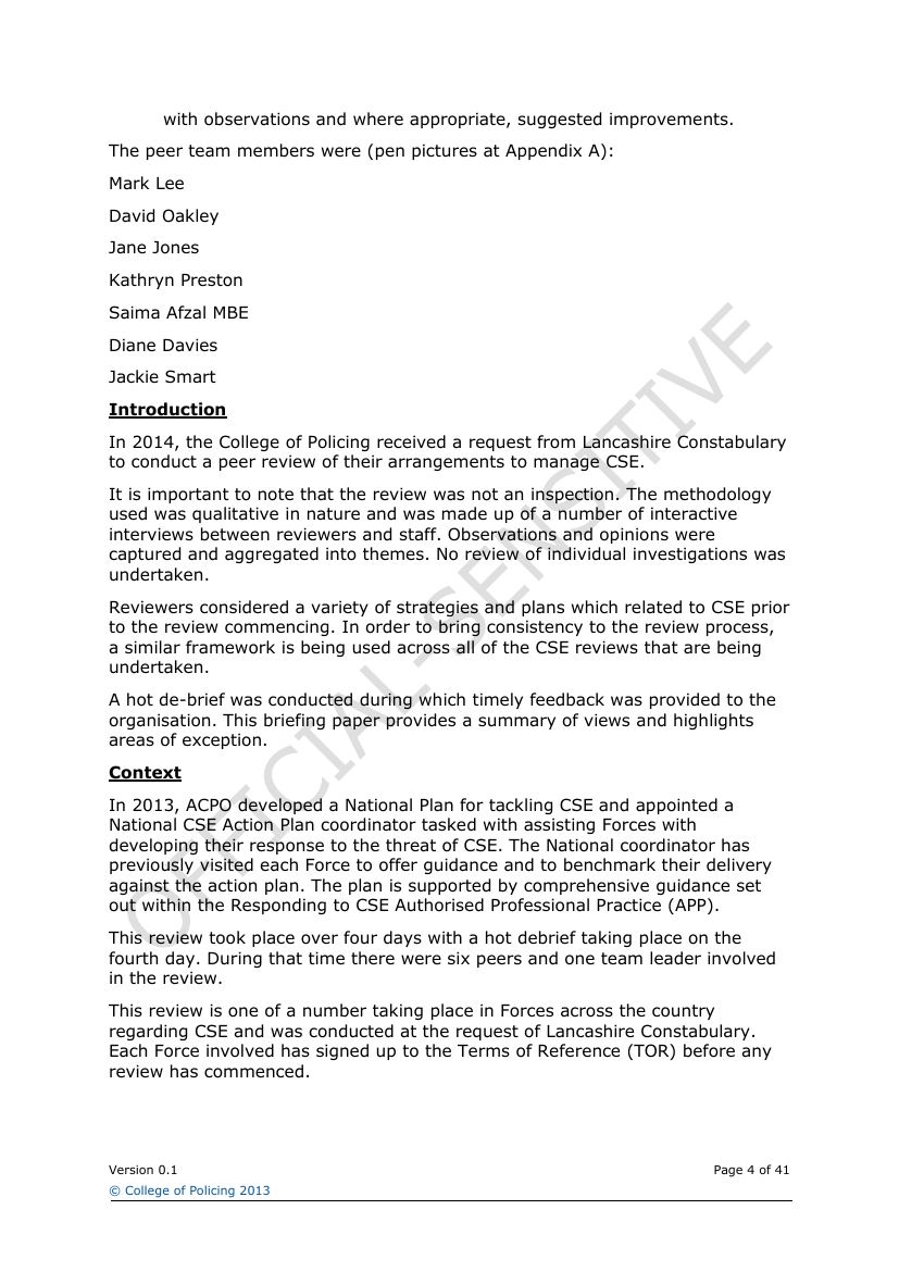 Lancashire Police — Sexual Exploitation Review — page 4