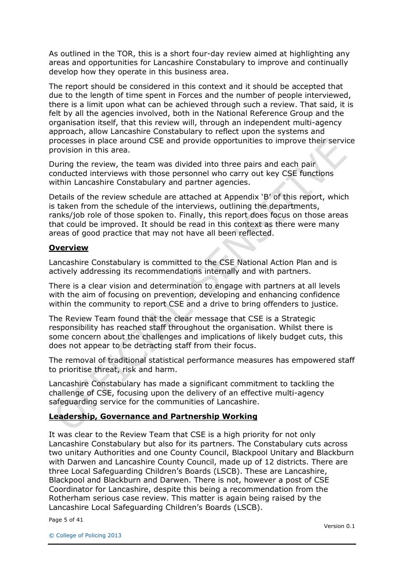 Lancashire Police — Sexual Exploitation Review — page 5