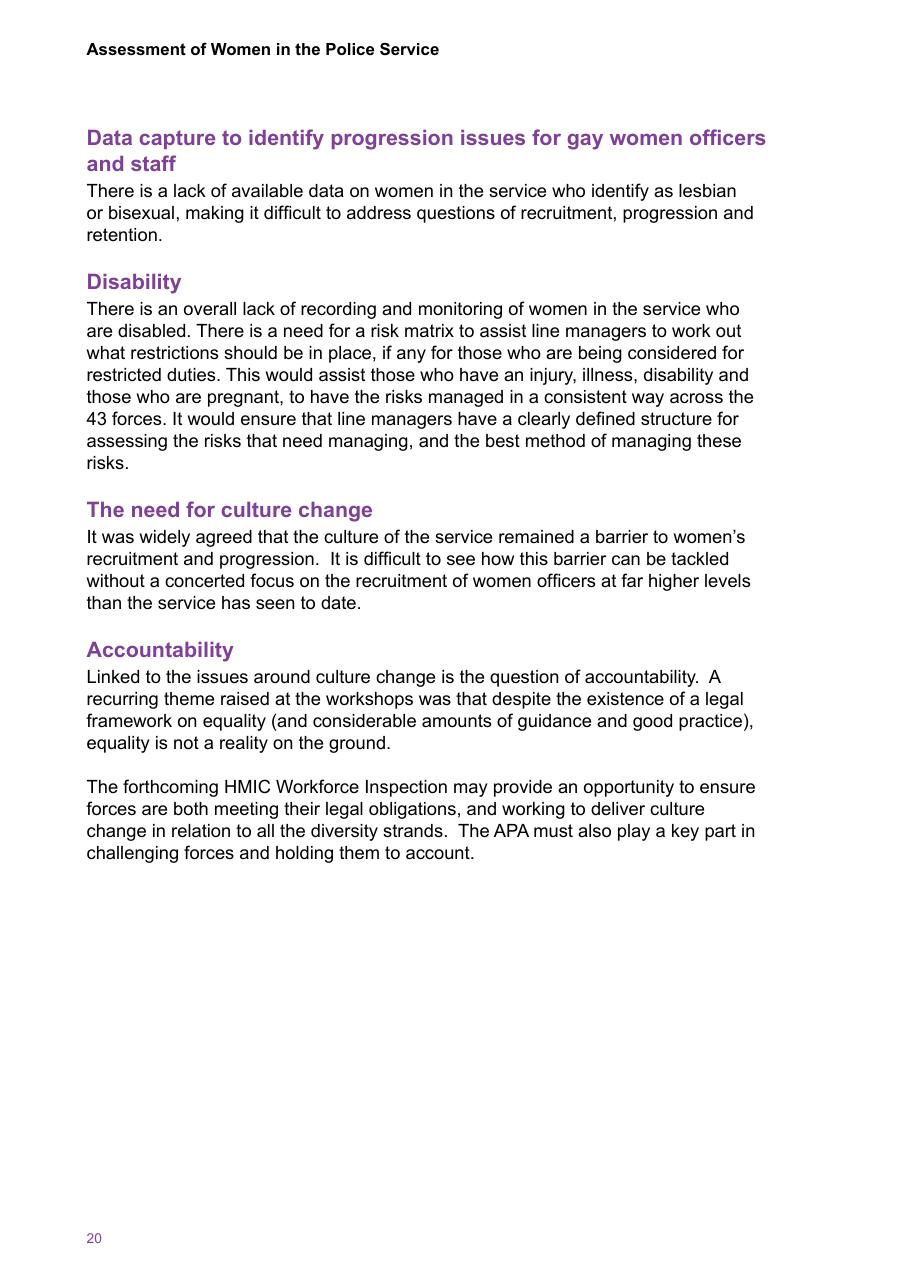 Assessment of Women in the Police Service — page 22