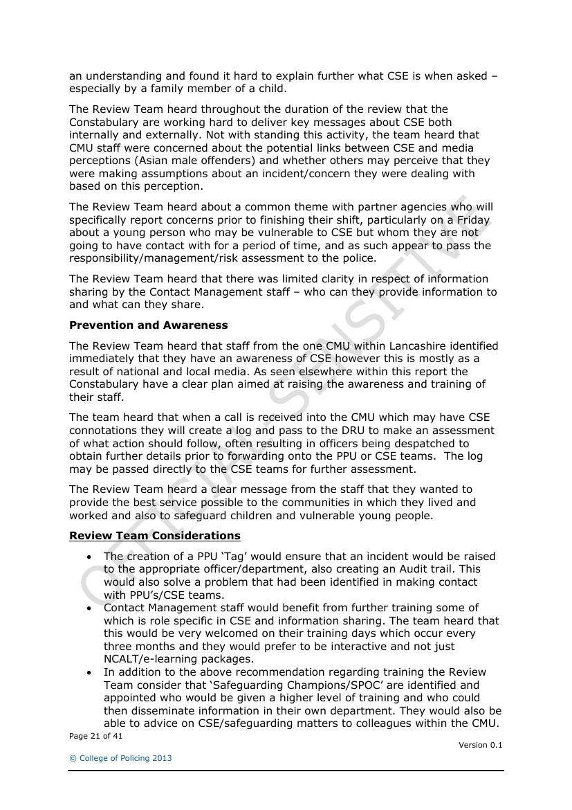 Lancashire Police — Sexual Exploitation Review — page 21