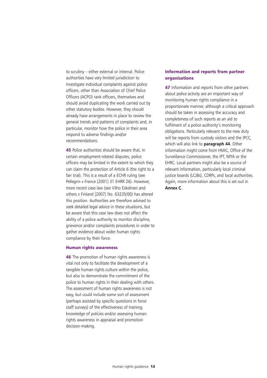 Human Rights Guidance for Police Authorities — page 13