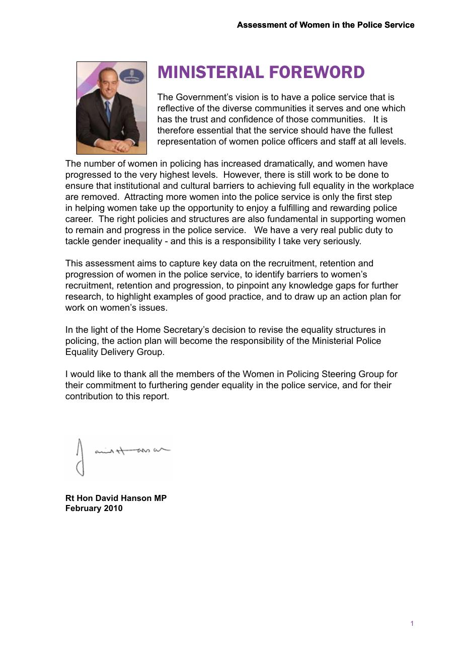 Assessment of Women in the Police Service — page 3