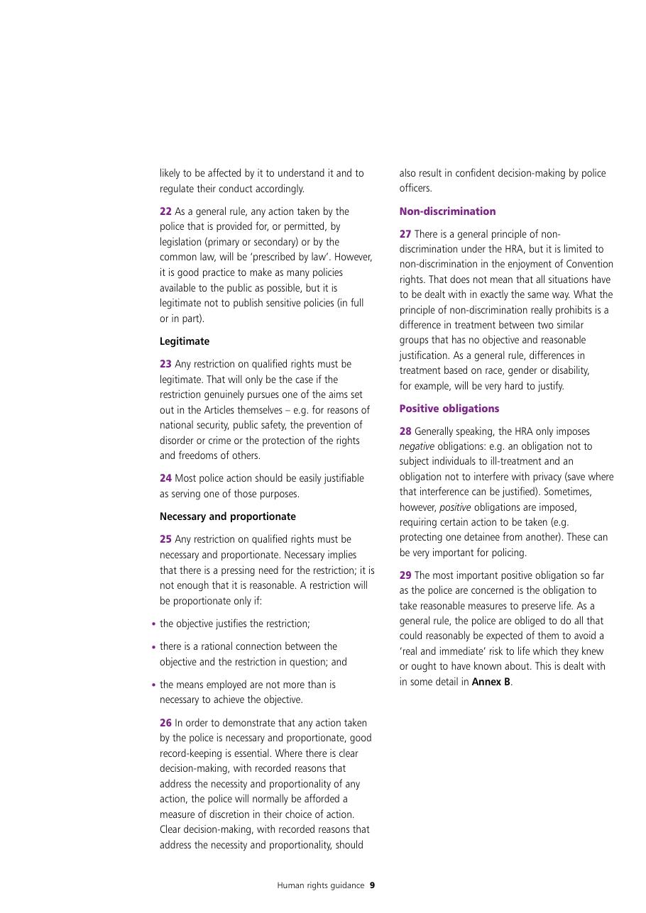 Human Rights Guidance for Police Authorities — page 9