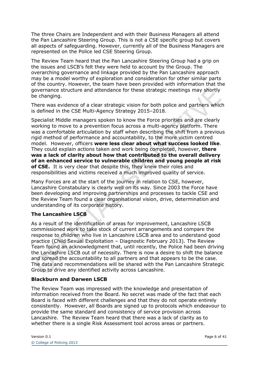 Lancashire Police — Sexual Exploitation Review — page 6