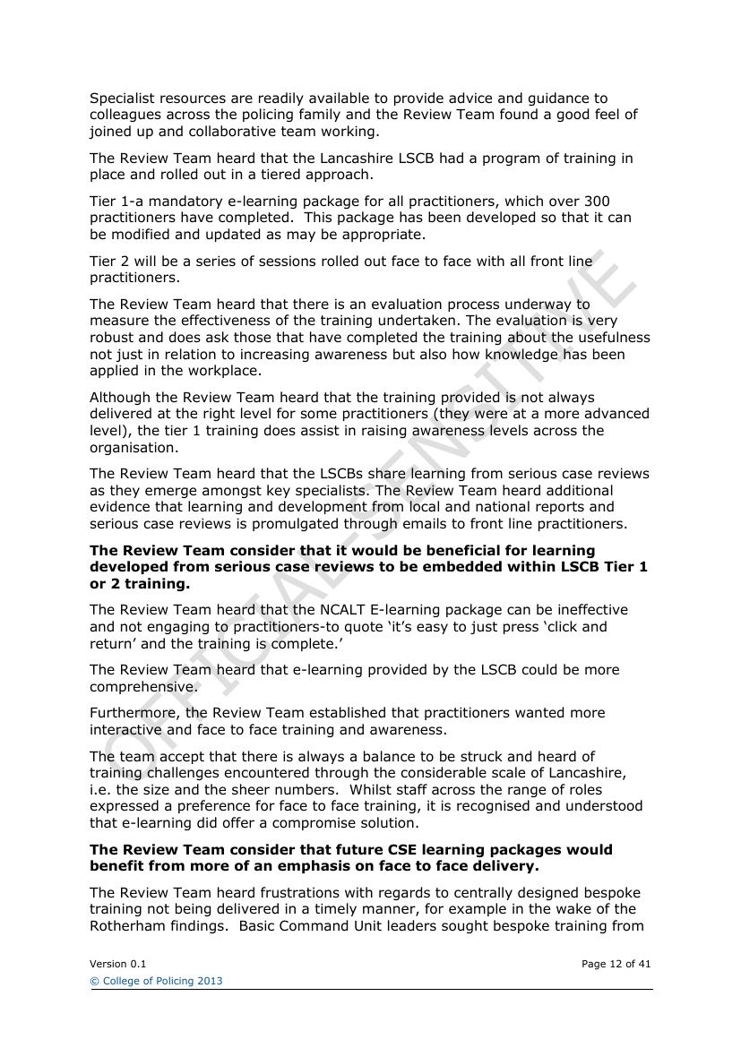 Lancashire Police — Sexual Exploitation Review — page 12