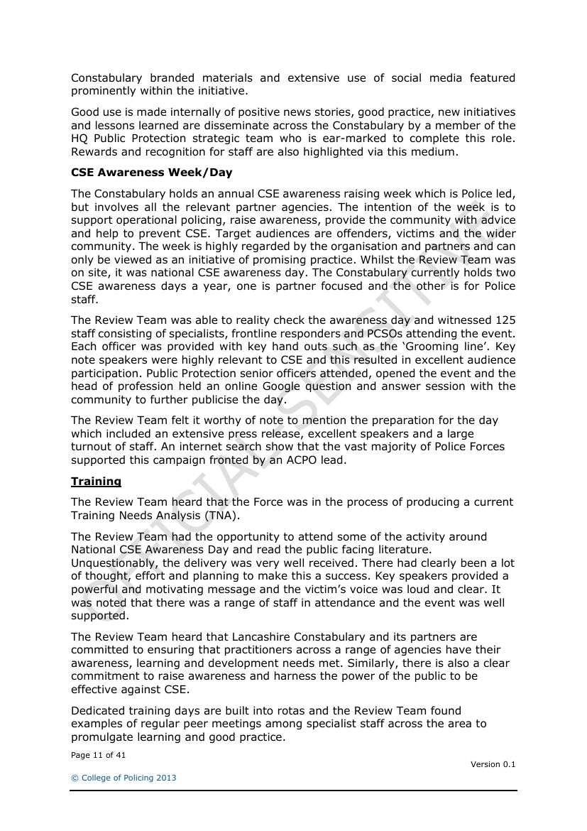 Lancashire Police — Sexual Exploitation Review — page 11
