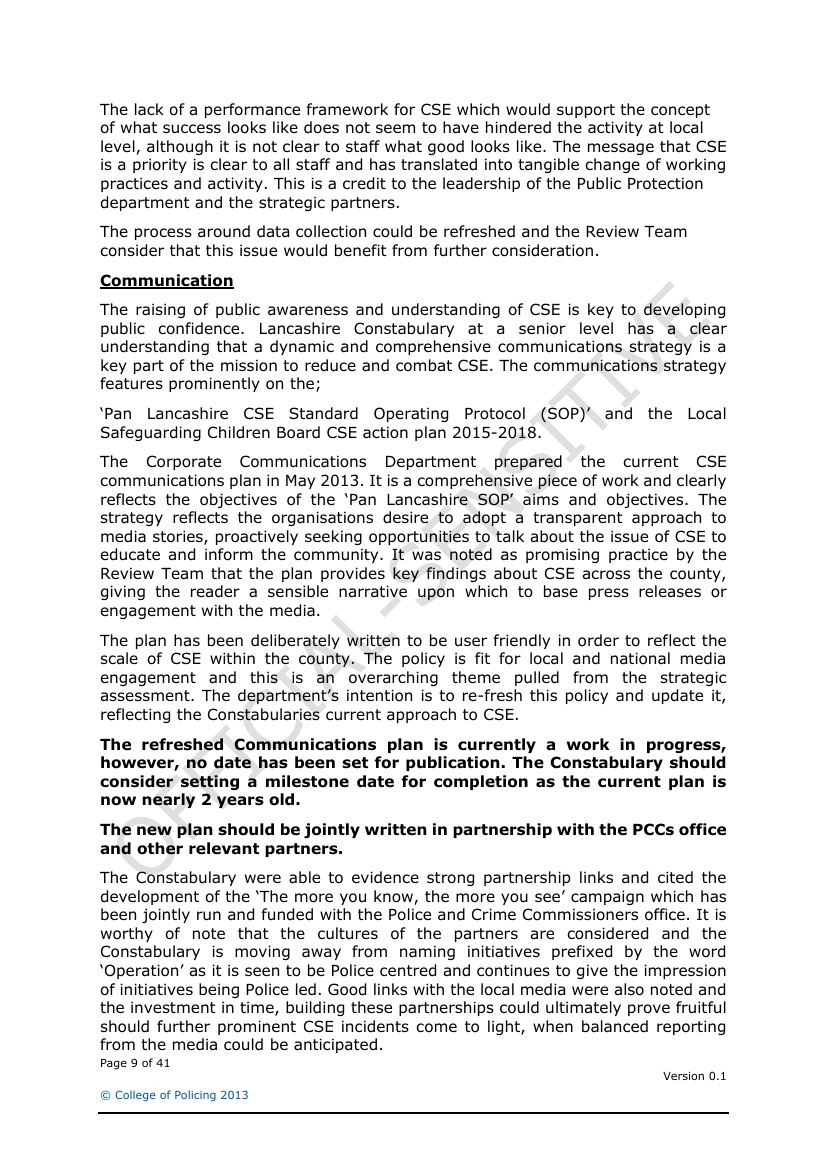 Lancashire Police — Sexual Exploitation Review — page 9