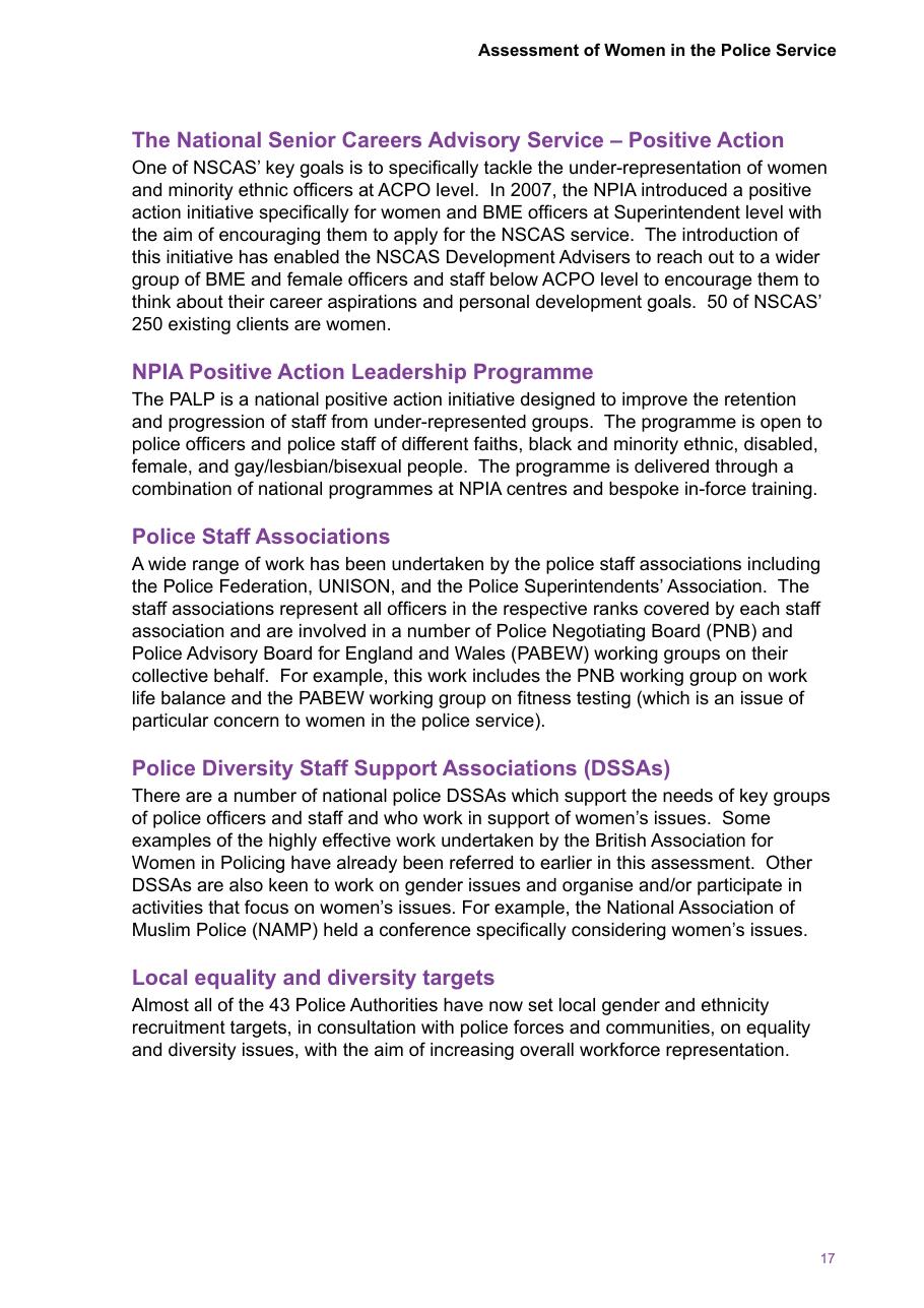 Assessment of Women in the Police Service — page 19